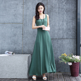 2016新款夏季中国民族风棉麻女装亚麻连衣裙中长款两件套装宽松显