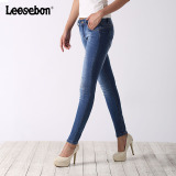 lee sebon2015夏季新款牛仔裤女式长裤补丁破洞小脚裤韩版显瘦331