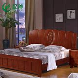 中式橡木实木床高箱床储物单人床双人床1.5米1.8米大婚床卧室套房