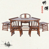 特价实木功夫茶桌组合 茶艺桌台古典仿古中式家具 南榆木扇形茶桌