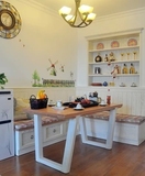 小户型餐桌地中海美式乡村风格实木餐桌定制实木卡座座柜储物凳