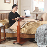 定制 实木懒人笔记本电脑桌可移动懒人桌床上实木升降桌美式床边