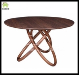 北欧简约北美黑胡桃木色实木圆形餐桌意大利设计创意圆形实木餐桌