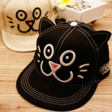 韩国亲子猫咪耳朵平沿鸭舌帽嘻哈帽棒球帽夏天男女潮遮阳帽子韩版