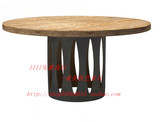 loft工业风美式法式实木圆桌 铁艺圆餐桌 洽谈桌 原木咖啡桌 书桌
