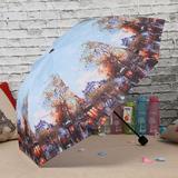 韩国创意油画伞超强防晒遮阳伞三折太阳伞女防紫外线晴雨伞折叠伞