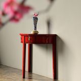 木时代手工家具中国红半圆桌新古典半圆玄关装饰桌仿古仿古半月桌