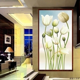 十字绣最新款大幅走廊玄关竖版白色郁金香印花系列客厅印花系列
