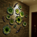 家居组合壁饰陶瓷荷叶壁挂大荷花挂盘创意背景墙上立体画装饰挂件