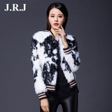 J.R.J2016春季新款羊羔毛皮毛一体羊羔毛皮草长袖外套短款女