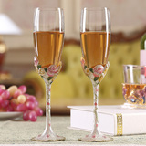 礼之源钟爱一生婚礼对杯 珐琅彩水晶红酒杯 结婚礼物葡萄酒香槟杯