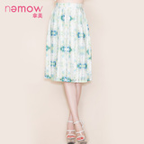 Nemow/拿美南梦秋专柜新款高腰印花条纹伞裙 优雅A字裙A5L249