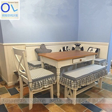 美式餐厅卡座沙发  小户型餐厅转角卡座桌椅组合 实木卡座沙发椅