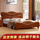 特价水曲柳床全实木床1.8米双人床2人架子床中式实木木质家具婚床