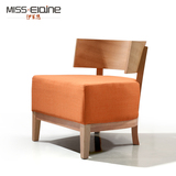 伊莱恩 简约现代布艺沙发椅单人 咖啡椅客厅休闲椅时尚靠背实木椅