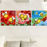 小蜜蜂自油自画 数字油画diy 大幅客厅三联三拼动漫儿童卧室手绘