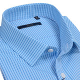 Romon/罗蒙衬衫 夏款男士短袖蓝色格子竹纤维商务休闲半袖衬衣男