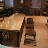 原木饭店餐桌中餐桌椅复古休闲自助桌椅西餐厅咖啡桌椅小吃料理店