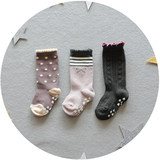 2016韩范女宝宝0-6-12个月1-3岁婴儿棉质三双组防滑地板袜中筒袜