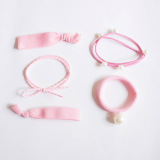 小物商店【粉红轰炸】珍珠 双层 小竹节超实用粉色打结头绳套装