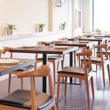 餐饮家具茶餐厅餐桌椅奶茶店桌椅组合咖啡厅实木餐桌 餐桌椅组合