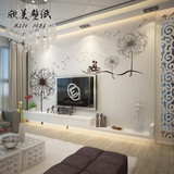 3D客厅沙发电视背景墙纸艺术壁纸壁画环保简约浪漫立体蒲公英壁纸