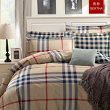 英伦条纹格子巴宝莉风格60S纯棉床上用品四件套高端床品