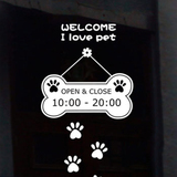 宠物店营业时间贴 橱窗装饰玻璃门贴纸 宠物店玻璃贴 营业时间牌