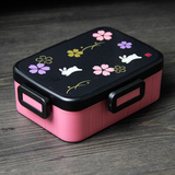 日本 skater 樱花兔图案 四边锁扣 便当盒