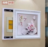 电表箱价可推拉电表箱配电箱遮挡装饰画植物花卉实木小白框欧式