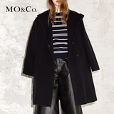 MO&Co.简约A字型连帽翻领中长款羊毛呢大衣外套女装MA153OVC17