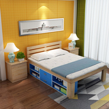 包邮全实木松木双人床1.5米1.8松木单人床简易床儿童床储物床