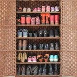 包邮藤编组装鞋柜简易鞋架五层大容量玄关柜实木收纳柜宝宝衣柜子