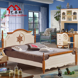 地中海床乡村儿童床男孩实木床1.5米1.2米套房美式风格单人床特价