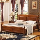 卧室家具美式床实木床1.8米结婚床欧式乡村深色双人储物高箱床