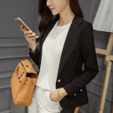 彩黛妃2016夏季新款女士韩版小西装休闲修身长袖纯色时尚短外套潮