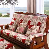 订做欧式加大四季带靠背海绵红实木组合沙发坐垫加厚田园布艺连体