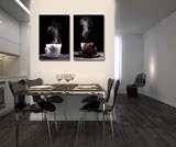 餐厅装饰画酒杯现代简约客厅壁画咖啡豆杯子无框画单幅饭厅挂画
