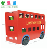 婴幼儿汽车模型运输公交车木质大红双层伦敦巴士儿童玩具1-2-3岁