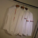 Thom Browne衬衫男夏季长袖透气薄款商务修身帅气纯色白领衬衣女