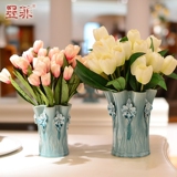 墨菲欧式手工陶瓷花瓶 创意客厅摆件简约装饰工艺品台面仿真花艺