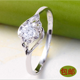 欧美潮流独家MK创意戒指女男情侣进口镶钻甜美白金色钛钢双层指环