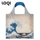 LOQI世界名画超轻便携承重大号环保购物袋收纳折叠单肩包 冲浪
