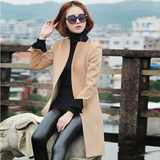 2016春装新款韩版气质修身中长款毛呢外套女双面羊绒大衣呢子外套