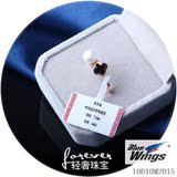 韩国时尚天然珍珠戒指花朵开口可调节戒指14K包金7-8mm馒头圆珠