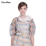 Five Plus新女装欧根纱印花图案宽松圆领薄款衬衫2152013410