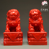 风水德化陶瓷狮子神兽摆件一对北京狮宫门狮门神镇宅辟邪化煞礼品