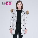 Lagogo/拉谷谷正品2015冬季新款中长款羽绒服保暖显瘦 EDF450G731