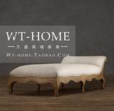 美式乡村实木软包床复古雕花沙发床法式双人实木雕刻欧式软包床