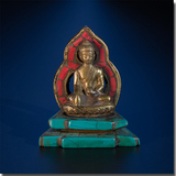 释迦族 尼泊尔小佛像精品释迦摩尼佛 6.4CM 全手工镶嵌仿古董佛像
